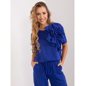 Elegant cobalt blue women's blouse with an oversize cut