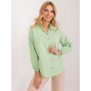 Pistachio oversize shirt with button fastening