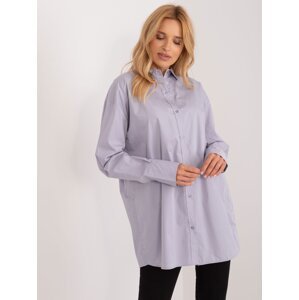 Gray button-down shirt with cotton blend