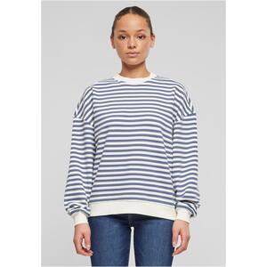 Women's Oversized Striped Sweatshirt - Cream/Vintage Blue