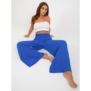 High-waisted cobalt blue fabric trousers