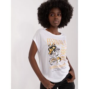 White women's T-shirt with SUBLEVEL print