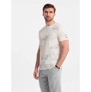 Ombre Men's full-print t-shirt with scattered letters - light beige