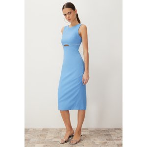 Trendyol Blue Window/Cut Out Detailed Shiny Stone Elegant Evening Dress