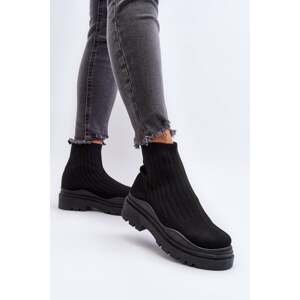 Women's black Elipara slip-on sock shoes with a massive sole