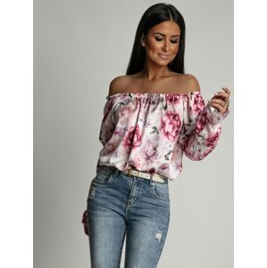Women's Spanish blouse with long sleeves, light pink
