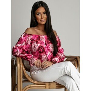 Women's Spanish blouse with long sleeves, navy pink