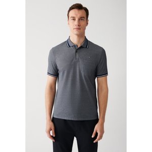 Avva Men's Navy Blue Roll Up Collar Pocket Regular Fit 2 Button Polo Neck T-shirt