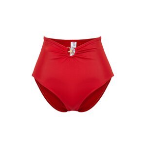 Trendyol Red Premium Accessory High Waist Hipster Bikini Bottom