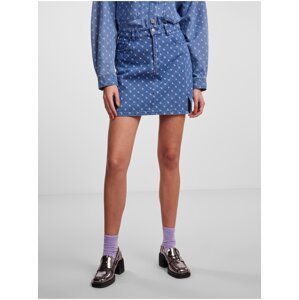 Blue Women's Denim Patterned Mini Skirt Pieces Nursel - Women's