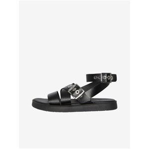 Black Women's Leather Sandals Pieces Shela - Women