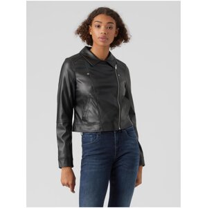 Women's black faux leather jacket VERO MODA Bella - Women