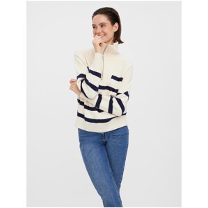 Blue-cream striped sweater VERO MODA Saba - Women