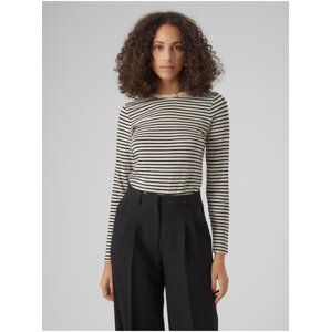 Black and cream women's striped T-shirt Vero Moda Fiona - Women