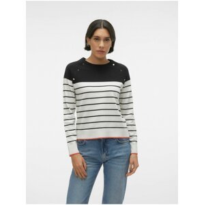 Black and White Women's Striped Sweater Vero Moda Alma - Women