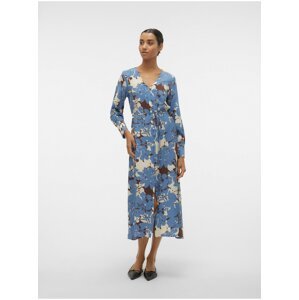 Blue women's floral dress Vero Moda Berta - Women