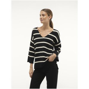 Black and White Women's Striped Sweater Vero Moda Saba - Women