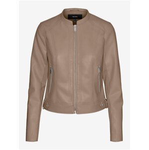 Beige women's faux leather jacket Vero Moda Riley - Women