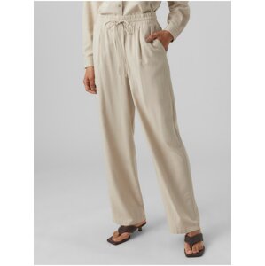 Creamy women's trousers with linen blend Vero Moda Jesmilo - Women