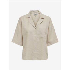 Women's cream shirt with linen blend ONLY Tokyo - Women