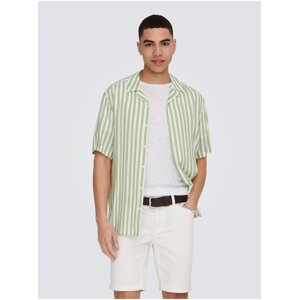 White-green Men's Striped Short Sleeve Shirt ONLY & SONS W - Men's