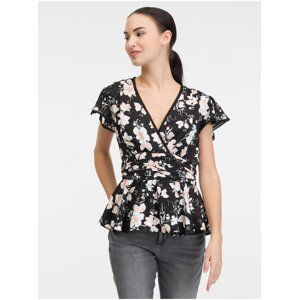 Women's black floral blouse Guess Peplum Ema - Women