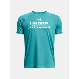 Tyrkysové chlapčenské tričko Under Armour UA Tech Split Wordmark SS