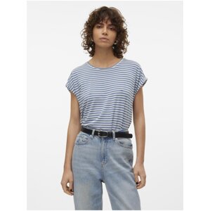 White and Blue Women's Striped T-Shirt Vero Moda Ava - Women