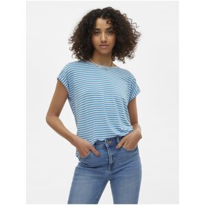 White and Blue Women's Striped T-Shirt Vero Moda Ava - Women