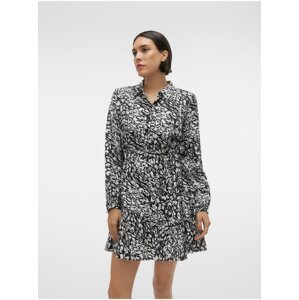 White and Black Women's Patterned Shirt Dress Vero Moda Debby - Women