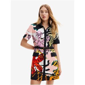 Pink and Black Women's Patterned Shirt Dress Desigual x M. Christ - Women's