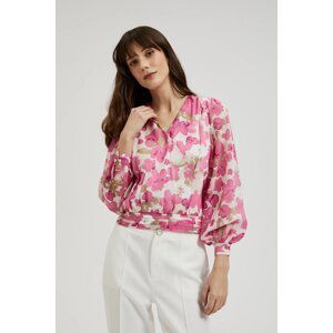 Women's V-neck blouse MOODO - pink