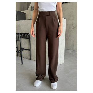 Laluvia Parla Women's Lycra Velcro Closure Brown Palazzo Trousers