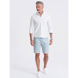 Ombre Men's denim shorts in delicate stripe - light blue