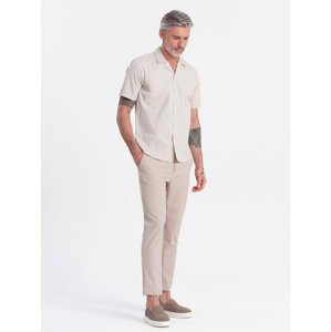 Ombre Men's short sleeve shirt with Cuban collar - cream