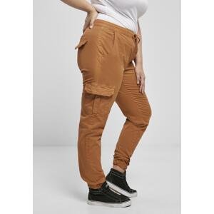 Women's high-waisted cargo tracksuit pants made of caramel