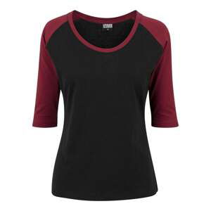 Women's 3/4 contrast raglan t-shirt blk/burgundy