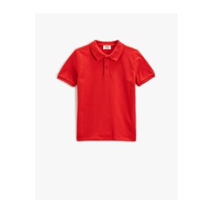 Koton Basic Polo T-Shirt with Short Sleeves and Button Detail.