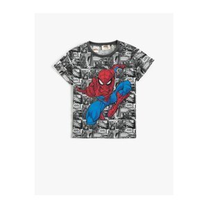 Koton Spiderman Printed Short Sleeve T-Shirt Licensed Crew Neck
