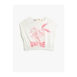 Koton Lola Bunny And Bugs Bunny Crop T-Shirt Licensed Short Sleeve Crew Neck Cotton.