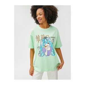 Koton Anime T-Shirt Oversize Crew Neck Short Sleeve Cotton