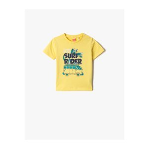 Koton Surf Themed Printed Short Sleeve T-Shirt Crew Neck