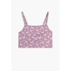 Koton Girl's Butterfly Patterned Thin Strap Crop Top 3skg30054ak