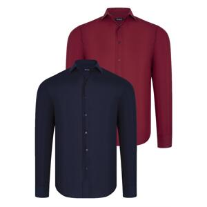 DUAL SET G726 DEWBERRY MENS SHIRTS-NAVY BLUE- BURGUNDY