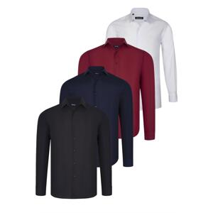 QUAD SET G726 DEWBERRY SHIRT-BLACK-WHITE-NAVY BLUE-BURGUNDY