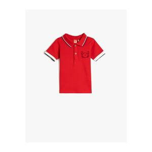 Koton Polo T-Shirt Short Sleeve Buttoned Crab Embroidery Detailed