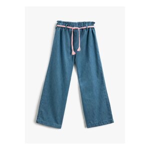 Koton Palazzo Jeans with Belt, Elastic Waist, Cotton