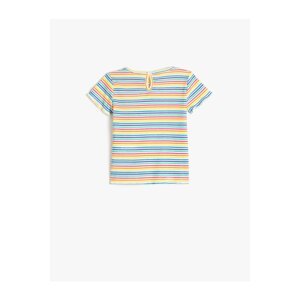 Koton T-shirt with Short Sleeves, Round Neck and Ribbed