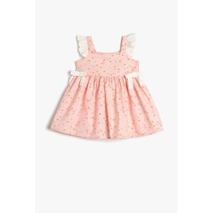 Koton Dress with Floral Straps and Ruffles and Bow Detail