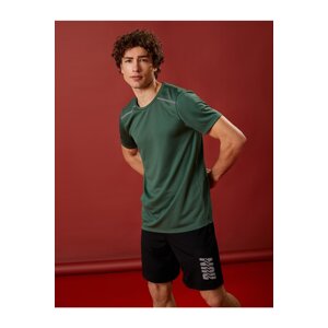 Koton Sports T-Shirt with Stripe Print Crew Neck Breathable Fabric.